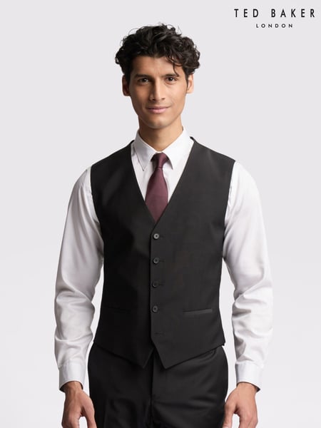 Ted Baker Tailoring Premium Black Panama Slim Waistcoat (F09914) | € 156