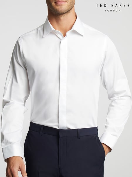 Ted Baker Tailoring Stretch Double Cuff Slim 100% Cotton White Shirt (F11610) | € 108