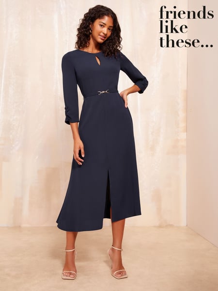 Friends Like These Blue Tulip Sleeve Belted Flute Hem Dress (F12006) | € 45