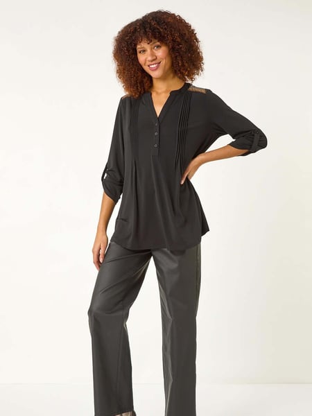Roman Black Diamante Trim Button Tunics (F12260) | € 66