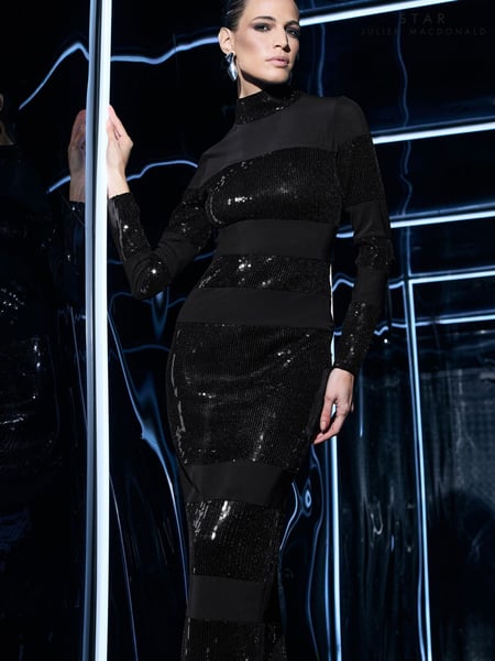 Star by Julien MacDonald Black Sequin Stripe Maxi Dress (F12468) | € 148