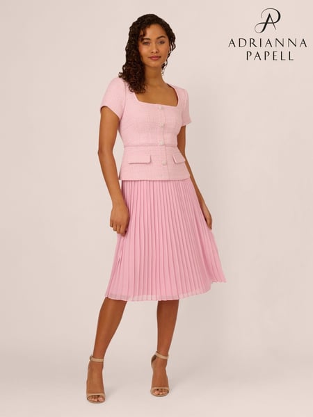 Adrianna Papell Pink Boucle Combo Midi Dress (F12629) | € 202
