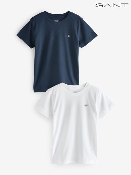 GANT Navy Crew Neck 100% Cotton T-Shirts 2 Pack (F14070) | € 55
