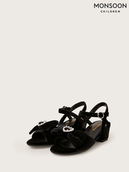 Monsoon Black Velvet Sling Back Bow Mini Heels (F14969) | € 44 - € 53