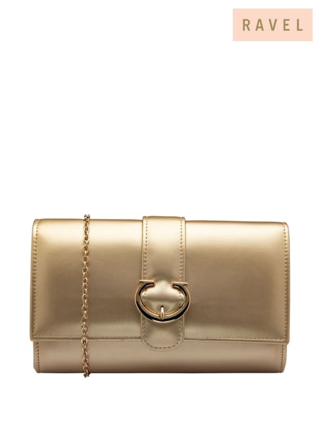 Ravel Gold Clutch Bag with Chain (F15765) | € 70