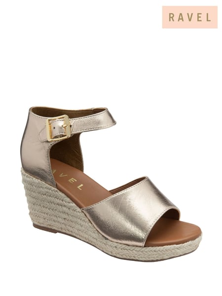 Ravel Gold Peep-Toe Wedge Sandals (F15769) | € 109