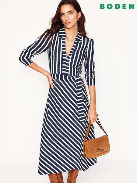 Boden Blue Imogen Collared Jersey Dress (F17263) | € 129