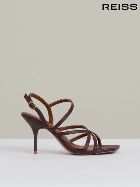 Reiss Oxblood Elise Leather Strappy Stiletto Sandals (F18161) | € 278
