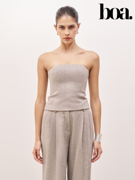 Because Of Alice Grey Herringbone Strapless Bodice Top (F18516) | € 54
