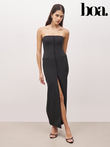 Because Of Alice Black Strapless Peplum Maxi Dress (F18527) | € 187