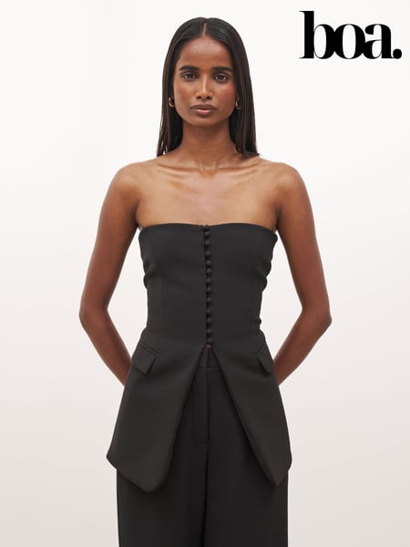 Because Of Alice Black Strapless Peplum Bodice Top (F18547) | € 101