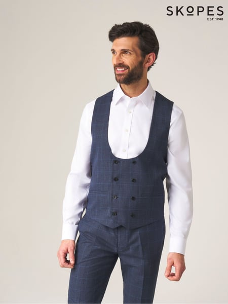 Skopes Blue Double Breasted Double Breasted Scoop Anello Suit Waistcoat (F19029) | € 86