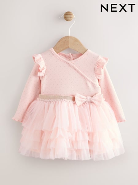 Pink Baby Long Sleeve Tutu Dress (0mths-2yrs) (F19199) | € 26 - € 28