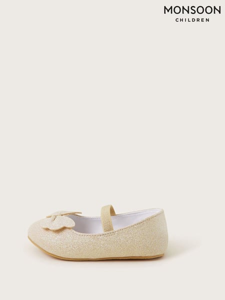 Monsoon Gold Sparkle Bow Walker Shoes (F19696) | € 34