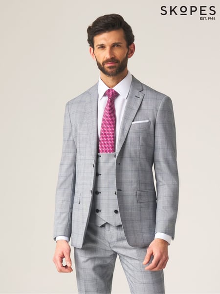 Skopes Grey Slim Fit Anello Check Suit Jacket (F20674) | € 172