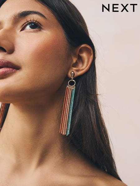 Multi Coloured Ball Chain Drop Earrings (F21025) | € 17