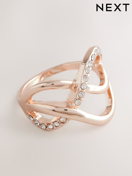 Rose Gold Tone Pave Twist Ring (F21029) | € 12