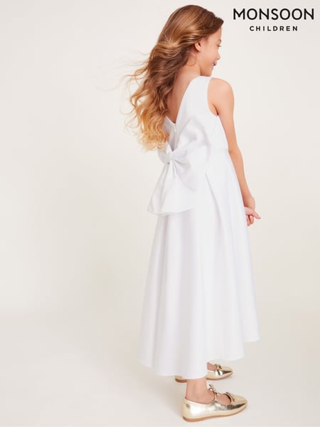 Monsoon White Oversized Sabrina Bow Communion Dress (F21116) | € 90 - € 106