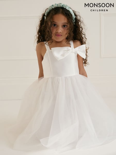 Monsoon White Betty Bow Dress (F21135) | € 78 - € 94