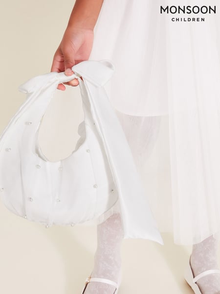 Monsoon Natural Pearly Bow Handle Tulle Bag (F21150) | € 23
