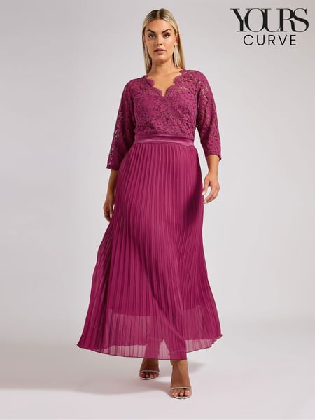 Yours Curve Pink London Lace Pleated Maxi Dress (F21205) | € 140