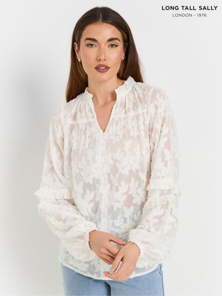 Long Tall Sally White Floral Jacquard Blouse (F21206) | € 61