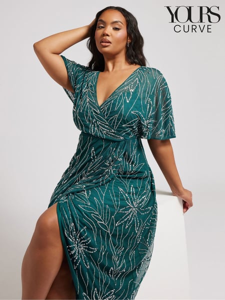Yours Curve Green Luxe Embellished Wrap Maxi Dress (F21243) | € 193