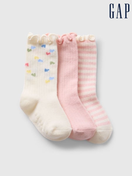 Gap Pink Frills 3 Pack Crew Baby Socks (Newborn-24mths) (F21545) | € 12