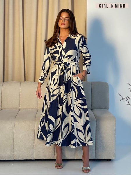 Girl In Mind Blue Angela Tie Front Shirt Dress (F22160) | € 86