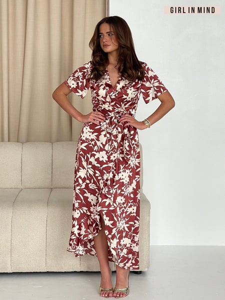 Girl In Mind Red Farren Frill Detail Maxi Dress (F22166) | € 81