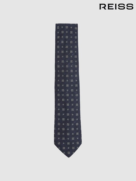 Reiss Navy Anzio Foulard Silk Blend Tie with Medallion Pattern (F22233) | € 90