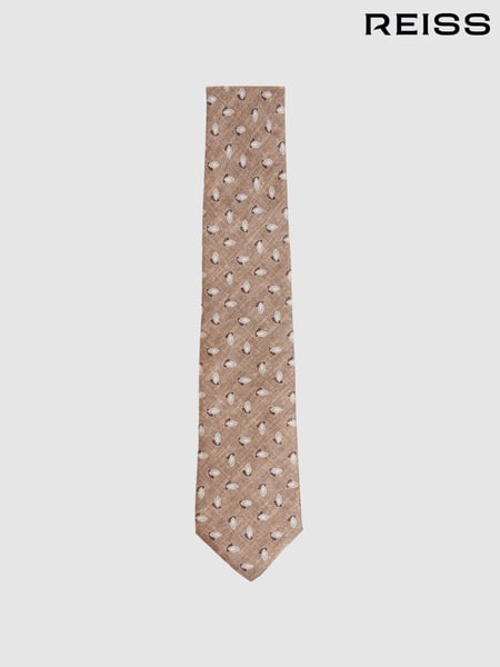 Reiss Soft Brown Melange Leone Silk Geometric Print Tie (F22244) | € 106