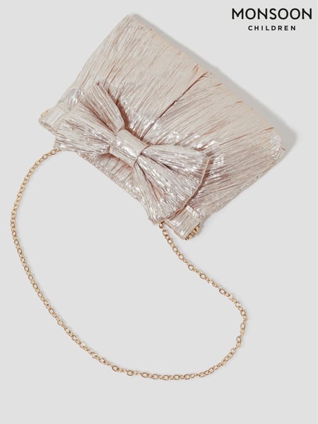 Monsoon Pink Mila Metallic Plisse Bow Bag (F22746) | € 61