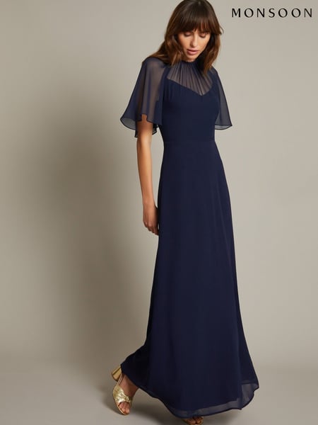 Monsoon Blue Mona Angel Sleeve Maxi Dress (F22754) | € 234