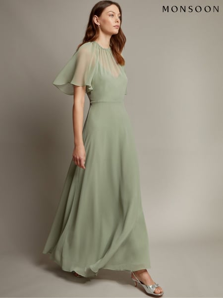 Monsoon Green Mona Angel Sleeve Maxi Dress (F22759) | € 234
