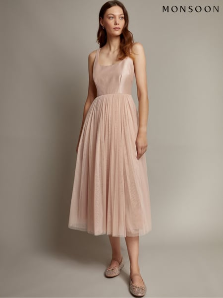 Monsoon Pink Alice Sleeveless Tulle Midi Dress (F22765) | € 195
