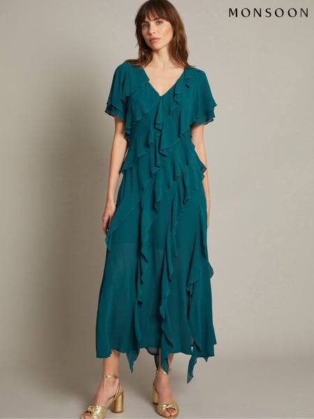 Monsoon Blue Renata Ruffle Maxi Dress (F22769) | € 195