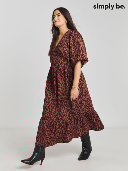 Simply Be Red Puff Sleeve Woven Wrap Midi Dress (F22825) | € 61