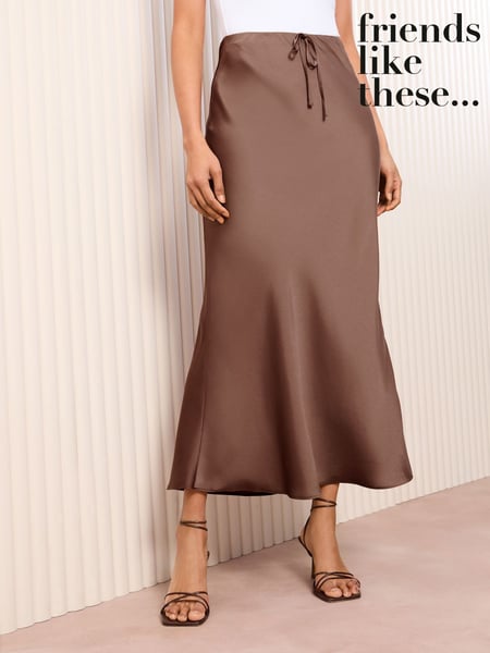 Friends Like These Chocolate Satin Maxi Skirt (F23191) | € 56
