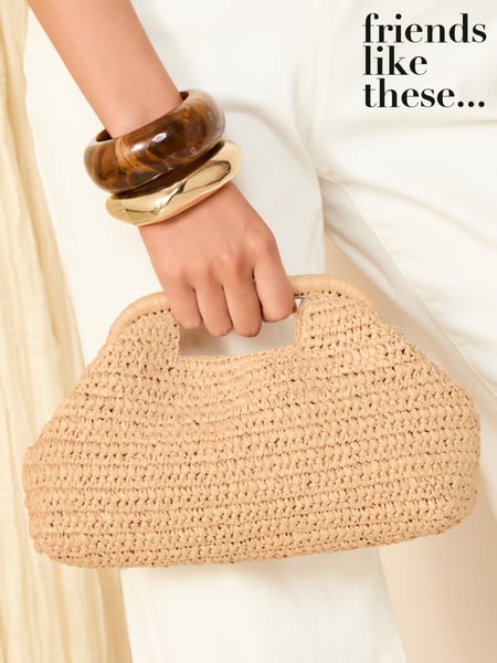 Friends Like These Natural Raffia Handle Clutch Bag (F23987) | € 50