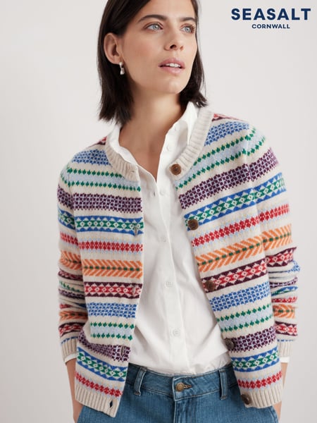 Seasalt Cornwall Black Multi Percella Cove Fair Isle Cardigan (F25239) | € 72