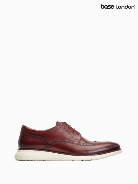 Base London Flight Lace up Brogue Black Shoes (F25569) | € 106