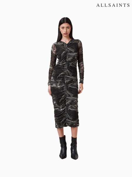 AllSaints Grey Keiko Mesh Dress (F25689) | € 248