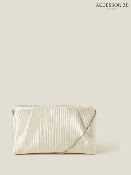 Accessorize Natural Bridal Pleated Satin Clutch Bag (F25756) | € 47