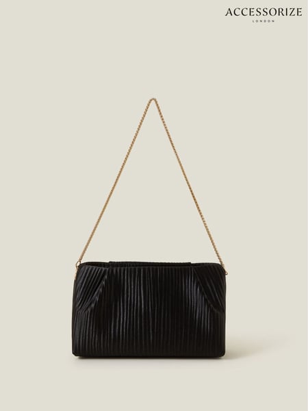 Accessorize Black Pleated Satin Clutch Bag (F25766) | € 47