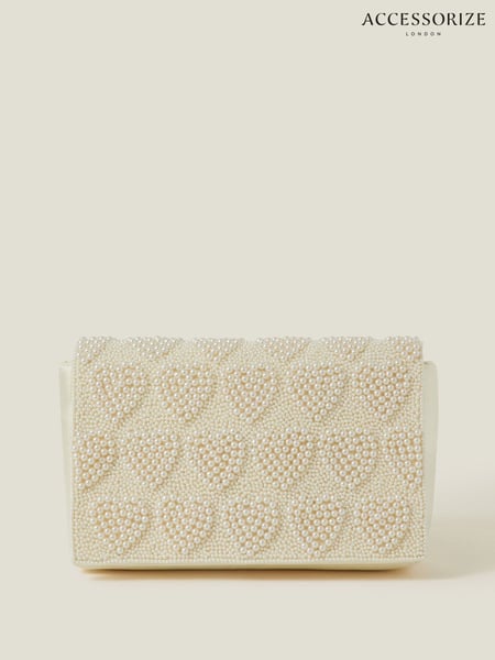 Accessorize Natural Bridal Pearl Heart Clutch Bag (F25770) | € 70