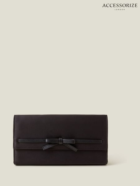 Accessorize Black Bow Satin Clutch Bag (F25861) | € 39