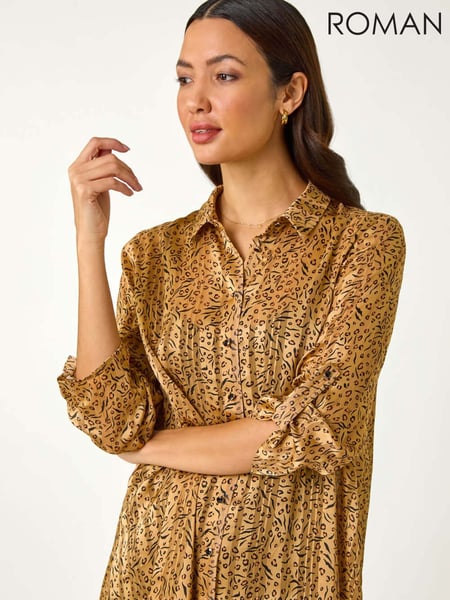 Roman Natural Animal Print Collared Shirt (F25873) | € 70
