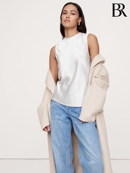 Banana Republic White Signature 100% Silk Sleeveless Tank Top (F26551) | € 140