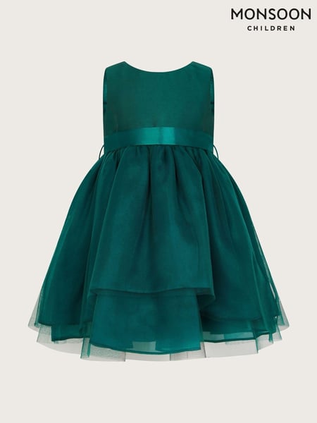 Monsoon Green Baby Olivia Organza Bow Dress (F26723) | € 78 - € 86